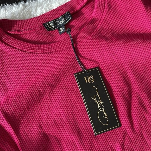 DG2 by Diane Gilman Waffle Knit Peplum Top 645-045 - Picture 6 of 8